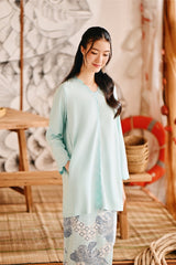 The Harbour Women Broderie Kurung Top - Tiffany Blue