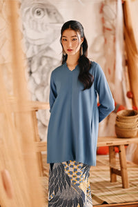 The Harbour Women Broderie Kurung Top - Blue West