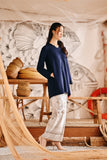 The Harbour Women Broderie Kurung Top - Navy Blue