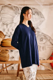 The Harbour Women Broderie Kurung Top - Navy Blue