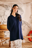 The Harbour Women Broderie Kurung Top - Navy Blue