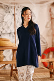 The Harbour Women Broderie Kurung Top - Navy Blue