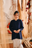 The Harbour Broderie Kurung Top - Navy Blue