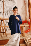 The Harbour Broderie Kurung Top - Navy Blue