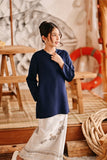 The Harbour Broderie Kurung Top - Navy Blue