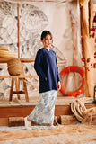 The Harbour Broderie Kurung Top - Navy Blue