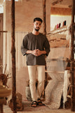 The Asal Kita Men 3/4 Sleeve Kurta - Gothic