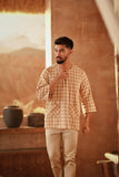 The Asal Kita Men 3/4 Sleeve Kurta - Sand Canvas