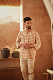 The Asal Kita Men 3/4 Sleeve Kurta - Sand Canvas