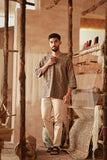 The Asal Kita Men 3/4 Sleeve Kurta - Linea Brown