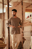 The Asal Kita Men 3/4 Sleeve Kurta - Linea Brown