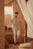 The Asal Kita Men 3/4 Sleeve Kurta - Wood Finebox