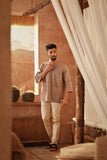 The Asal Kita Men 3/4 Sleeve Kurta - Wood Finebox