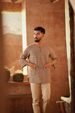 The Asal Kita Men 3/4 Sleeve Kurta - Wood Finebox