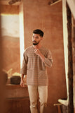 The Asal Kita Men 3/4 Sleeve Kurta - Wood Finebox