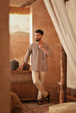 The Asal Kita Men 3/4 Sleeve Kurta - Wood Finebox