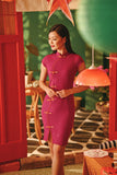 The Fei Yang Women Flowy Cheongsam Dress - Glam Deep Fuchsia