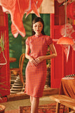 The Fei Yang Women Puff Sleeve Cheongsam Dress - Tangy
