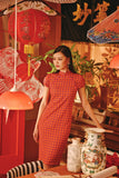 The Fei Yang Women Puff Sleeve Cheongsam Dress - Tangy