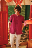The Fei Yang Men Sleek Sleeve Oriental Shirt - Deep Fuchsia