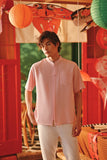 The Fei Yang Men Classic Knot Oriental Shirt - Coral Blush