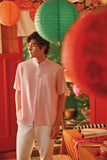 The Fei Yang Men Classic Knot Oriental Shirt - Coral Blush