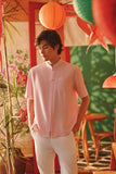 The Fei Yang Men Classic Knot Oriental Shirt - Coral Blush