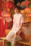 The Fei Yang Men Classic Knot Oriental Shirt - Coral Blush