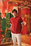 The Fei Yang Men Sleek Sleeve Oriental Shirt - Rumba Red