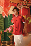 The Fei Yang Men Sleek Sleeve Oriental Shirt - Rumba Red