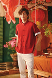 The Fei Yang Men Sleek Sleeve Oriental Shirt - Rumba Red