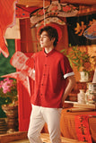 The Fei Yang Men Sleek Sleeve Oriental Shirt - Rumba Red