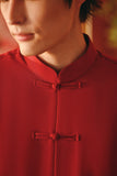 The Fei Yang Men Sleek Sleeve Oriental Shirt - Rumba Red