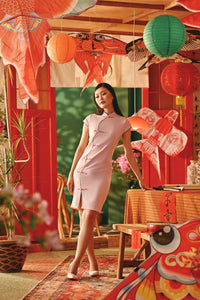 The Fei Yang Women Flowy Cheongsam Dress - Glam Coral Blush