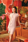 The Fei Yang Women Flowy Cheongsam Dress - Glam Coral Blush