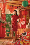 The Fei Yang Women Puff Sleeve Cheongsam Dress - Glam Red