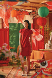 The Fei Yang Women Puff Sleeve Cheongsam Dress - Glam Red