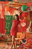 The Fei Yang Women Puff Sleeve Cheongsam Dress - Glam Red