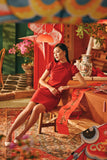 The Fei Yang Women Puff Sleeve Cheongsam Dress - Glam Red