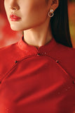 The Fei Yang Women Puff Sleeve Cheongsam Dress - Glam Red