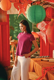 The Fei Yang Women Embroidered Cheongsam Top - Glam Deep Fuchsia