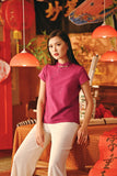 The Fei Yang Women Embroidered Cheongsam Top - Glam Deep Fuchsia