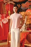 The Fei Yang Women Embroidered Cheongsam Top - Glam Coral Blush