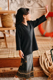 The Harbour Broderie Kurung Top - Black