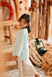 The Harbour Broderie Kurung Top - Tiffany Blue