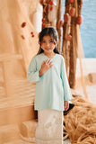 The Harbour Broderie Kurung Top - Tiffany Blue