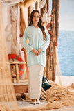 The Harbour Women Broderie Kurung Top - Tiffany Blue