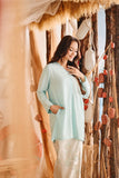 The Harbour Women Broderie Kurung Top - Tiffany Blue