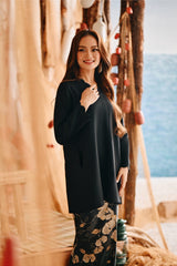 The Harbour Women Broderie Kurung Top - Black