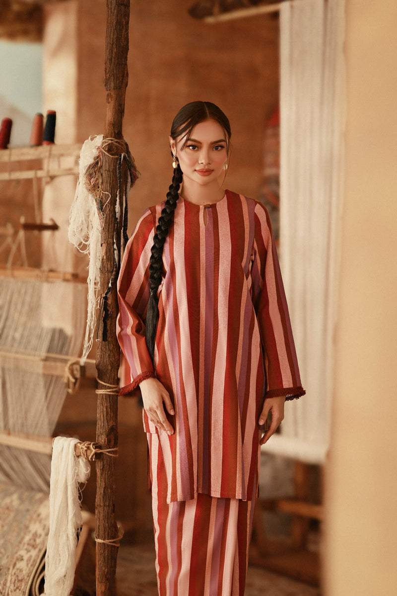 The Asal Kita Women Pesak Kurung Top - Rouge Prestige